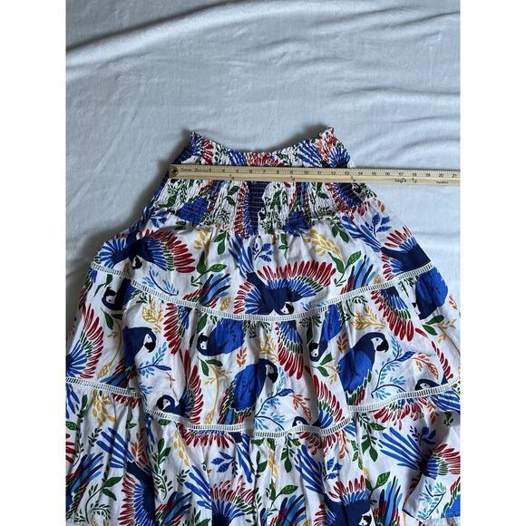 House of Harlow 1960 Womens Linen Midi Skirt Size S Multicolor Tropical Smocked - Picture 7 of 7